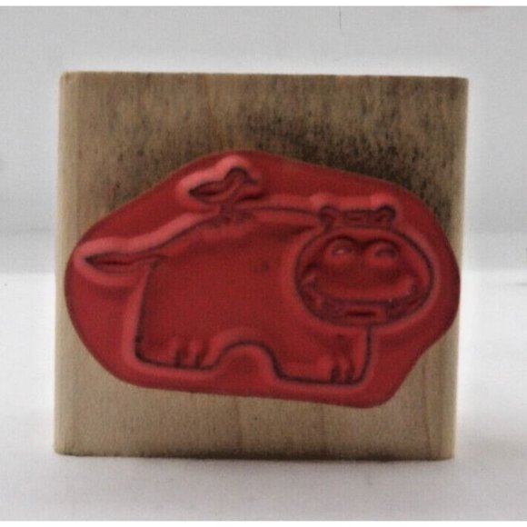 Stamp "Happy Hippo" #D1008 Stampendous ©2000 2" x 1 ¾" - Picture 2 of 5